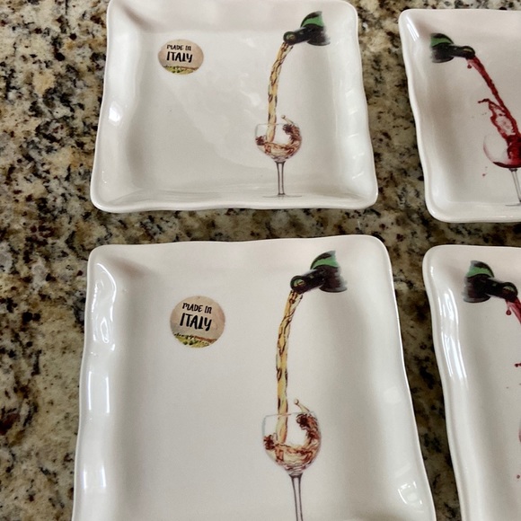 NWT Ceramica Cuore Wine Design Small Plates - Picture 5 of 12